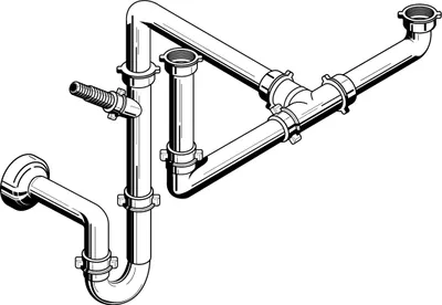 Produktbild von PYRAMIS Raumsparsiphon für Spülen mit 1,5 Becken / Geruchsverschluss / Siphon / Sifon / Spülenanschluss - Zubehör