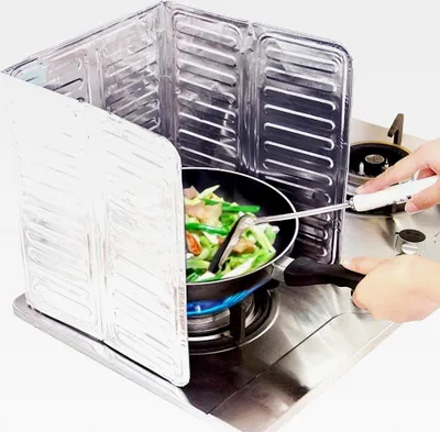 Produktbild von Spritzschutz Für Die Wand – 3-Seitiger Kochschutz Aus Aluminiumfolie | Faltbarer Spritzschutz Für Küche, Herd, Fritteuse | Hitzebeständige Abdeckung Gegen Fett Und Öl