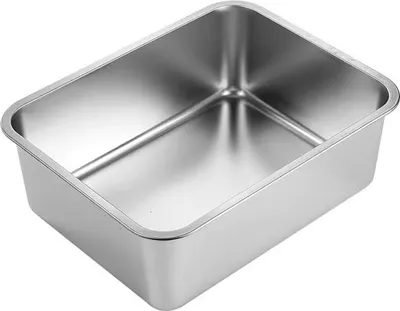 Produktbild von Katzentoilette, leicht zu reinigen, Haustiertoilette aus Edelstahl, großer Raum, niedriger Einstieg, Haustiertoilette für Katzen, Kaninchen, Frettchen