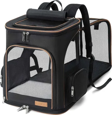 Produktbild von Hundenrugzak für große Katzen und Hunde bis 8-10 kg - Ausziehbar Faltbare Haustier-Rucksack Schwarz XL Hundenrugzak