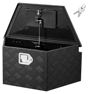 Produktbild von Deichselbox - Aluminium-Werkzeugkiste/Truckbox - Maße 66 x 33 x 30,5 cm - Tragkraft 50 kg - Mit Schloss & Schlüsseln - Für Anhänger, Pickup-Ladeflächen, Wohnmobile, SUVs - Schwarz