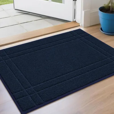 Image de Paillasson intérieur antidérapant, lavable, bleu marine, 50 x 80 cm, en polyester