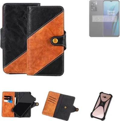 Produktbild von K-S-Trade Handyhülle Schutzhülle Bookstyle Case Wallet-Case kompatibel mit OnePlus Nord N20 SE Handy Cover Bumper Klapphülle schwarz hellbraun 1x