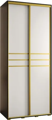 Produktbild von MEBLE KRYSPOL Cannes 10 Schrank mit 2 Schiebetüren - 205,2x100x45 cm - Schwarz Weiß Gold