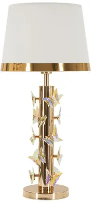 Obrázok produktu pre Stolná lampa Butterfly 35 x 74 x 35 cm železo, kov, sklo, látka, zlatá, biela