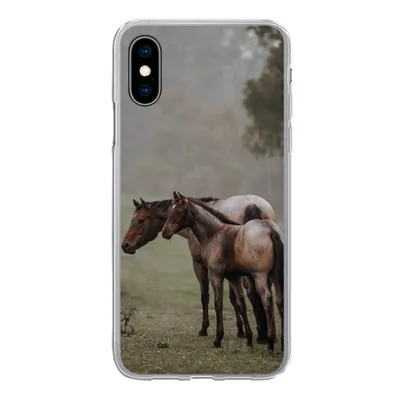 Produktbild von MuchoWow® Handyhülle Schutzhülle Hülle für iPhone X Pferde - Natur - Nebel Silikon Softcase Handy Hülle - Handyhülle