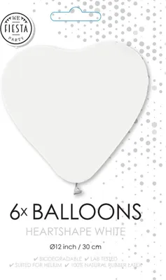 Productafbeelding van Jumada's – Hartvormige ballonnen voor bruiloften, babyfeestjes – Witte feestballonnen – 6 stuks per set