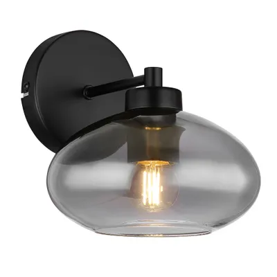Produktbild von Wandleuchte schwarz, Glas rauchfarben, H 29 cm