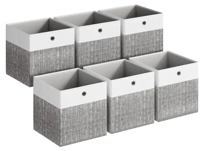 Image de Boîtes de rangement, lot de 6, paniers de rangement, boîtes de rangement avec panneaux en PP, inodores, pliables, boîtes en tissu pour étagère cubique, 33 x 33 x 33 cm