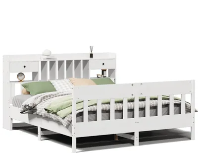 Imagen del producto de Cama sin colchón madera maciza de pino blanca 180x200 cm