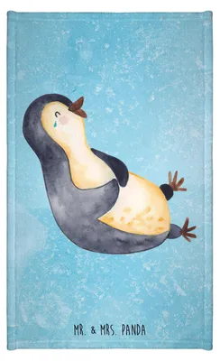 Produktbild von Mr. & Mrs. Panda Handtuch Pinguin Lachen - Eisblau - Geschenk, Lol, Pinguine, Haha, Gästehandtuch 30x50, Optimismus, gäste wc, Gästetuch, Fröhlich, frottierhandtuch