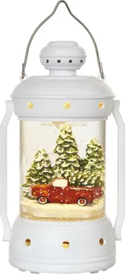 Produktbild von LED-Weihnachtslaterne mit Auto, 19,5 cm, 3x AA, Innenbereich, Warmweiß, Timer
