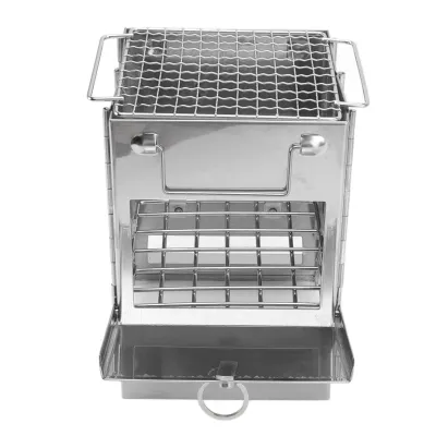Zdjęcie produktu dla Kempingowa kuchenka na drewno, piece do opalania drewnem na zewnątrz, zintegrowana kuchenka na drewno, kuchenka na drewno, mini grill, mini grill ze stali nierdzewnej