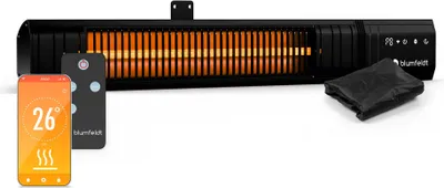 Produktbild von Blumfeldt Infrarotheizung 2000 W – Wand & Deckenmontage, IP65 Wasserdicht, 9 Heizstufen, Smarte WLAN-Steuerung, Aluminium-Heizplatte, Kindersicherung, für Balkon, Terrasse & Garten
