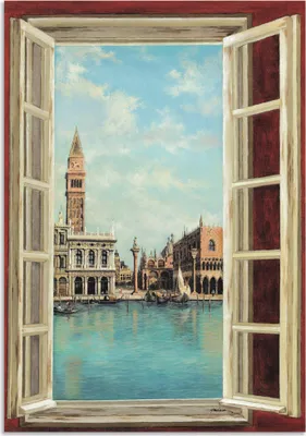Produktbild von ARTland Wandbild Alu für Innen & Outdoor Fenster mit Blick auf Venedig Größe: 70x100 cm