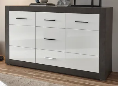 Produktbild von Sideboard "Briard" weiß Hochglanz grau Kommode 164 x 97 cm