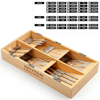 Obrázok produktu pre Organizér Bamboo Bestek s popiskami, ideálny do kuchyne