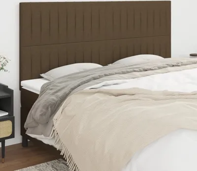 Produktbild von vidaXL Kopfteile 4 Stk. Dunkelbraun 100x5x78/88 cm Stoff - Kopfteil - Kopfteile - Bett-Kopfteil - Bettkopfteil