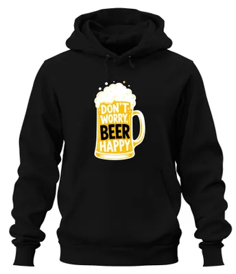 Produktbild von Don't Worry Beer Happy Lustig Saufen Party Hoodie Kapuzenpullover, Schwarz, M