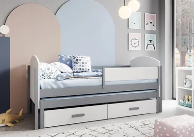 Obrázek produktu pro Rozkládací postel s úložným prostorem 90x200 BASLINA - bílá / šedá