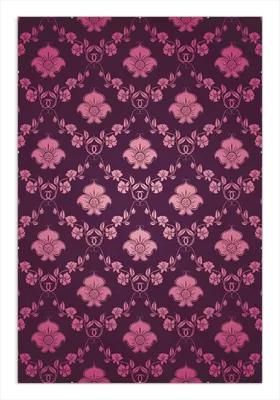 Produktbild von Wallario Wandbild Blumenmuster Damast in pink lila, Größe: 61 x 91,5 cm, Poster mit rahmenlosen Bildhalter