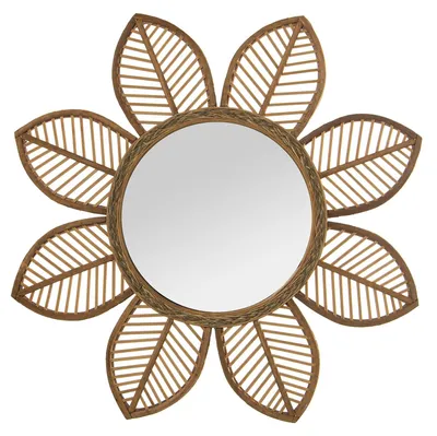 Wandspiegel Blumenform Holz natur 80x3 cm 35 cm