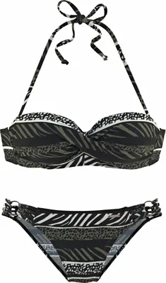 Produktbild von Bruno Banani Bügel-Bandeau-Bikini oliv-bedruckt Größe 38 Cup B