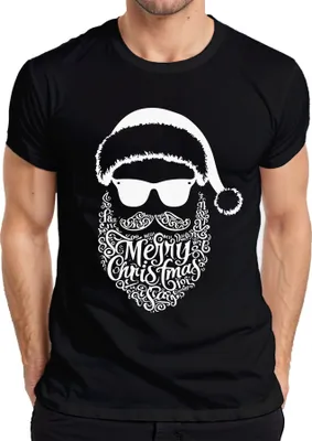 Produktbild von Merry Christmas Weihnachtsmann Bart - Weihnachten Weihnachtsgeschenk Christmas Herren T-Shirt, Schwarz, S