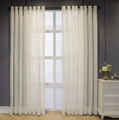 Immagine prodotto di Tenda con motivo floreale - Semi-trasparente - 140 x 245 cm - Bianca