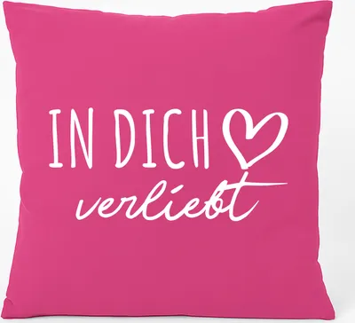 Produktbild von Huuraa Kissen In dich verliebt 40x40cm mit Füllung Fuchsia Baumwolle Dekokissen Geschenkidee