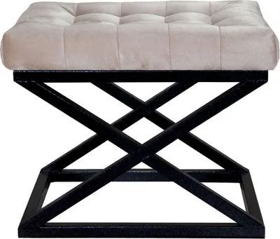 Produktbild von Hanah Home, Capraz - Black, Cream, Fußhocker & -bänke, Sitzpuff, Schwarz, Polyester, 50 x 42 x 40 x cm