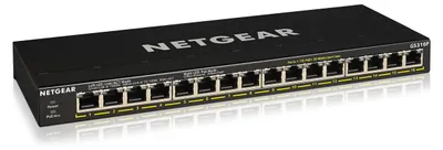 Zdjęcie produktu dla NETGEAR GS316P, Nie zarządzany, Gigabit Ethernet (10/100/1000), Pełny dupleks, Obsługa PoE, Montaż naścienny / rzutowanie na sufit