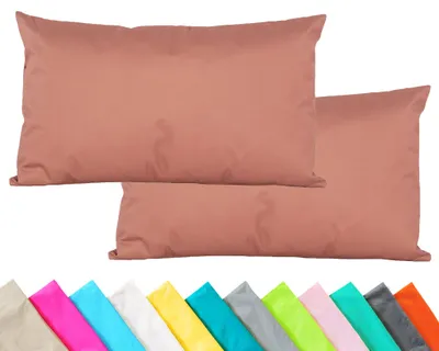 Produktbild von JACK 2er Set Outdoor Kissenhülle Kissenbezug 30x50cm Wasserfest Sitzkissen Lounge Kissen Garten Stuhl Lotus Effekt, Farbe:Terra