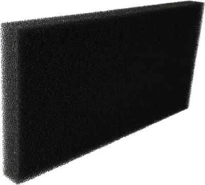 A black foam filter is shown against a white background.