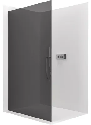 Immagine prodotto di CERANO - Box doccia Walk-in Crystal L/P - 8 mm - sistema senza montanti - cromo, vetro grafite - 150x200 cm