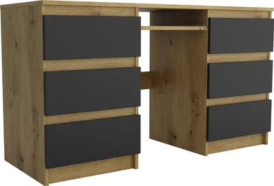Produktbild von Masseno Schreibtisch ANGULO 130x50x75 cm Bürotisch Computertisch, Eiche Artisan