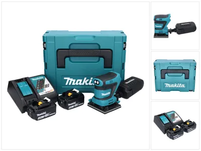 Produktbild von Makita DBO 480 RMJ Akku Schwingschleifer 18 V 112 x 102 mm + 2x Akku 4,0 Ah + Ladegerät + Makpac