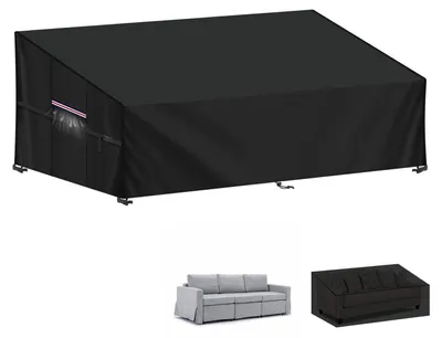 Image de Housse de protection pour canapé de jardin, 3-4 places, dimensions 208x99x89/61 cm, imperméable, tissu Oxford 420D, résistante au vent