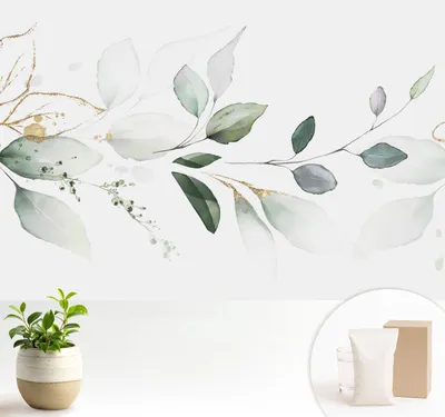 Obrázek produktu pro Samolepicí fototapeta – 104 x 70 cm – tapeta – nástěnná tapeta – nástěnné obrazy – samolepicí fólie – dekorativní fólie – tapetová fólie – stěna – dekorace – obývací pokoj – zelené listy