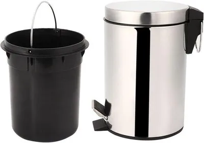 Obrázok produktu pre Uniqoos® Nerezový pedálový kôš na odpadky, 3 litre – kompaktný kôš s pedálom, odnímateľnou vnútornou nádobou, pedálom a protišmykovou základňou, vhodný do kúpeľne a kuchyne
