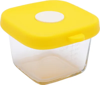 Produktbild von 4 Stück 140 ml Kinder-Lebensmittel-Aufbewahrungsbox, Glasbehälter, Snackbehälter mit Silikon-Dichtungsdeckel für Gelb