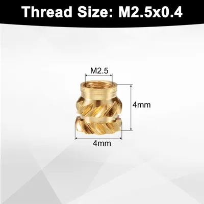 Produktbild von 50 Stš¹ck M2,5 Gewindeeins?tze aus Messing, M2,5x4mm, ? 4mm ger?ndelte Eins?tze, 3D Druck Messingmuttern, weibliche Gewindeeins?tze
