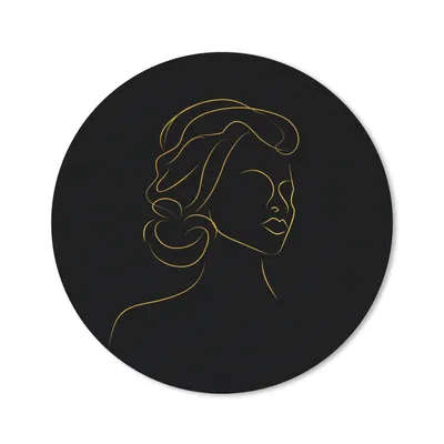 Produktbild von MuchoWow® Mauspad Mousepad Frau - Schwarz - Gold - Strichzeichnung 40x40 cm - Mousepads - Maus Mat - Pad - Mausunterlage - Schreibtisch Accessoires