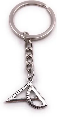 Image de Onwomania Porte-clés géode règle mathématiques dessin argent pendentif Keychain