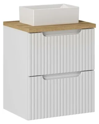 Produktbild von Badezimmer-Set VANO weiß 50cm: Unterschrank mit Schubladen + Ablage für Waschbecken + rechteckiges Aufsatzwaschbecken