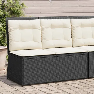 Produktbild von Möbel Gartenbank Verstellbar mit Kissen Schwarz Poly Rattan - Gartenbänke 368964