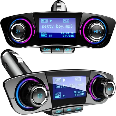 Produktbild von Bluetooth FM Transmitter für Auto USB Radio Adapter KFZ MP3 Freisprecheinrichtung mit QC 3.0 Dual Ladegerät Blau Leuchte Drahtloser Kfz-Empfänger Retoo