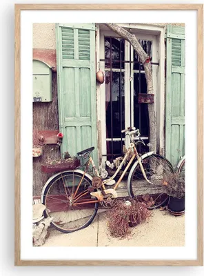 Produktbild von Gerahmtes Poster - Rahmen in heller Eiche - Fahrräder Vintage Mietshaus - 50x70 cm - Wand Bild - Wanddeko - Wandbilder - Kunstposter - Wandposter - Bilderrahmen - Bilder - Kunstdruck - P2NPA50x70-4588