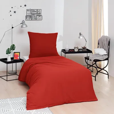 Produktbild von Brielle Flanell Bettwäsche Set aus 100% Baumwolle mit   155 x 220 + 80 x 80 cm Bordeaux