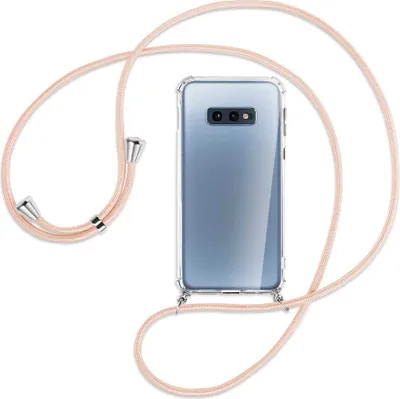 Produktbild von Handykette Backcover-Schutzhülle mit Band (Metall silberfarben) für Samsung Galaxy S10e - rose peach